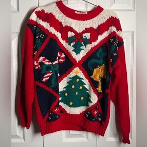Karen Scott Red Festive Sweater with Holiday Motifs
